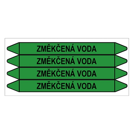 Značení potrubí, změkčená voda,4 ks, 250 × 26 mm